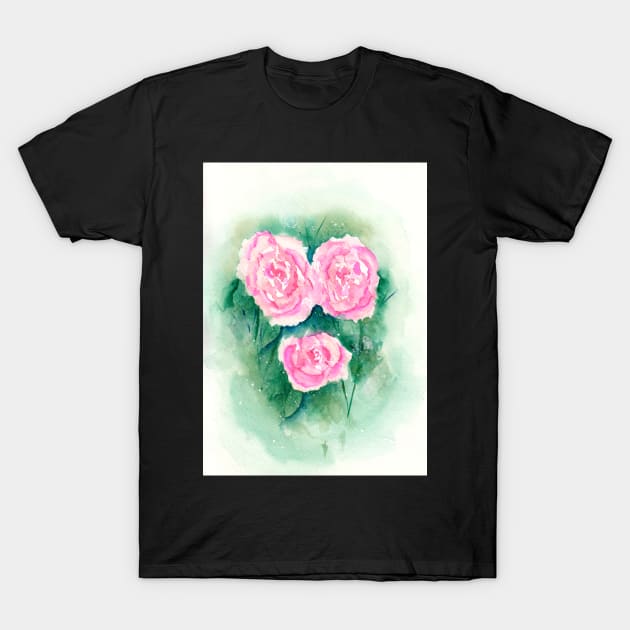 Loose Roses 1 - Pink Roses T-Shirt by ConniSchaf